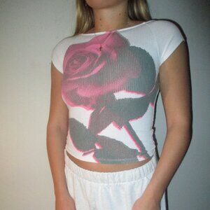 Urban Outfitters Rose Graphic Baby Tee